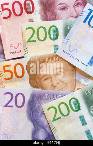 Schwedische Währung (Notes) hautnah. Stockfoto