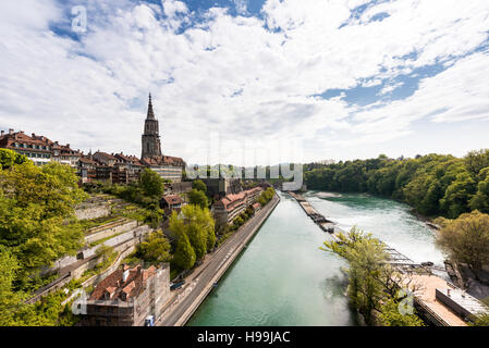 Bern Stadt Fluss Aare in Bern, Schweiz Stockfoto