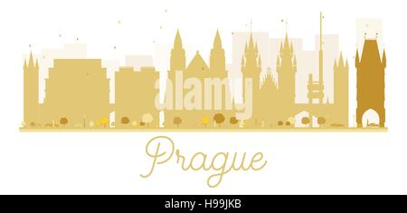 Prague City Skyline goldene Silhouette. Vektor-Illustration. Einfache flache Konzept für Tourismus Präsentation, Banner, Plakat oder Website. Geschäftsreisen Stock Vektor