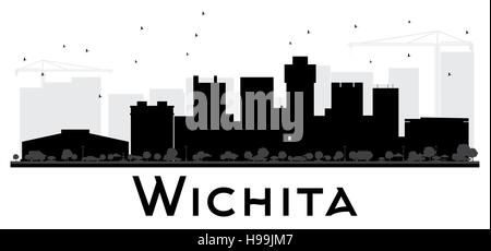 Wichita Stadtsilhouette Skyline schwarz und weiß. Vektor-Illustration. Einfache flache Konzept für Tourismus Präsentation, Banner, Plakat oder Website. Stock Vektor