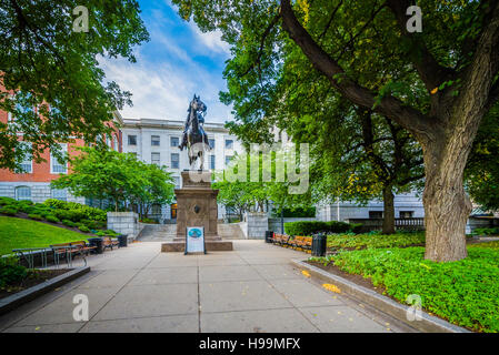 Statue von General Joseph Hooker, außerhalb der Massachusetts State House in Beacon Hill, Boston, Massachusetts. Stockfoto