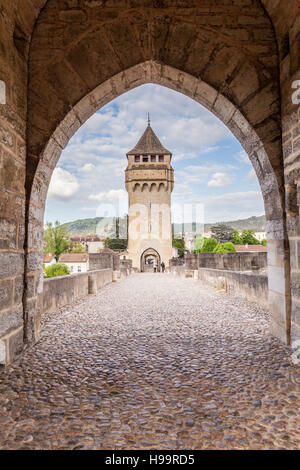 Pont Valentre in der Stadt Cahors, Frankreich. Stockfoto