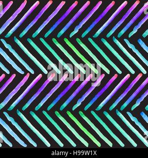 Vektor. Nahtlose Muster mit Aquarell Hand gezeichneten Elemente. Einzigartige Hand gezeichnet Aquarell Elemente auf dem schwarzen Hintergrund isoliert. Stock Vektor