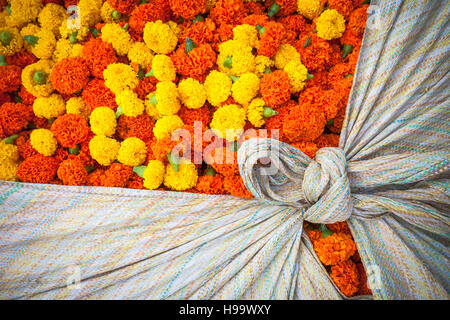 Blumen auf einem Markt, Indien Stockfoto