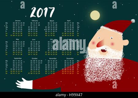 Vektorgrafiken für Weihnachten und Neujahr mit niedlichen Cartoon Weihnachtsmann. Perfekt für Einladung, Postkarten, Banner, Grußkarten und andere. Stock Vektor