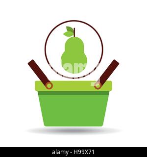 grünen Korb frischer Birne Design Symbol Vektor-illustration Stock Vektor