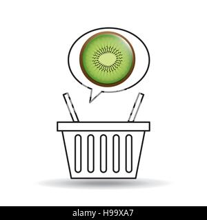 Korb-Markt süße Kiwi Symbol Design Vektor Illustration Eps 10 Stock Vektor