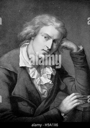 Johann Christoph Friedrich von Schiller, war 10. November 1759 - 9. Mai 1805, ein deutscher Dichter, Philosoph, Arzt, Historiker und Dramatiker, historische Abbildung Stockfoto