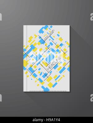 Abstrakte gelbe Quadrate und Punkte. Schwarz mit Linien verbunden. Broschüre Vorlage mit Überschrift. Stock Vektor