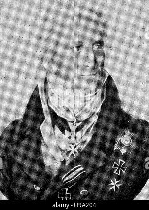 Karl August Fuerst von Hardenberg, war 31. Mai 1750 - 26. November 1822, preußischer Staatsmann und Premierminister von Preußen, historische Abbildung Stockfoto