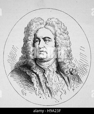 George Frideric oder Frederick Händel wurde 23. Februar 1685 - 14. April 1759 ein Deutsch, später British Barock-Komponisten, historische Abbildung Stockfoto