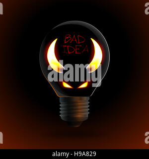 Feuer-Silhouette des Teufels in Birne Stockfoto