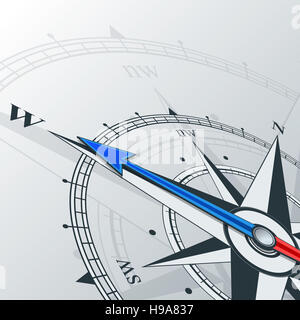 Kompass West Richtungspfeil Stockfoto