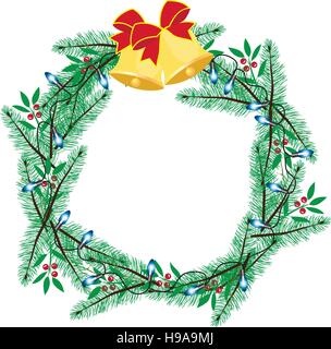 Vektor-Illustration der Adventskranz mit Glocken und Lichter Stock Vektor