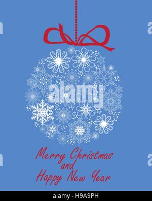 Vektor-Illustration von Schneeflocke Kugeln Weihnachten Neujahr Hintergrund Stock Vektor
