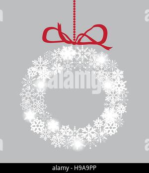 Vektor-Illustration einer Schneeflocke Adventskranz mit Red Ribbon Urlaub Hintergrund Stock Vektor