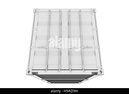 Versand Seecontainer 20 Fuß Skizze skizzieren isoliert 3D-Illustration Stockfoto