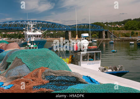 Fischerei-Hafen, Pontedeume, La Coruña Provinz, Region Galicien, Spanien, Europa Stockfoto