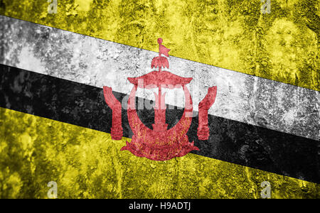 Brunei nationaler flag.background, Textur, schmutzig, Grunge-Flagge Stockfoto