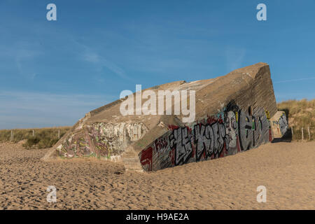 Bunker am Strand Stockfoto