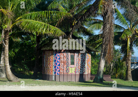 Gebäude mit Niuean Kunstwerk, Alofi, Niue, Südpazifik, Ozeanien Stockfoto