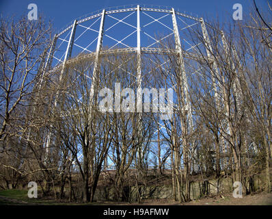 Gas-Container Lagerung Anniesland Glasgow Gasometer Stockfoto