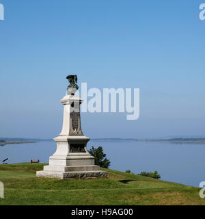 Ein Denkmal für Timotheus Piere du Guast, Sieur de Mons, in Fort Anne in Annapolis Royal, Nova Scotia, Kanada. Stockfoto