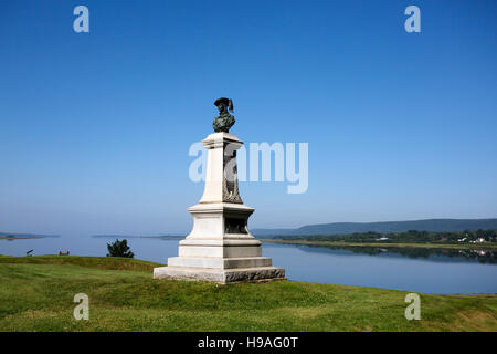 Ein Denkmal für Timotheus Piere du Guast, Sieur de Mons, in Fort Anne in Annapolis Royal, Nova Scotia, Kanada. Stockfoto