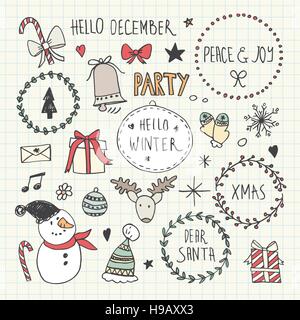 Weihnachten-doodles set Stock Vektor