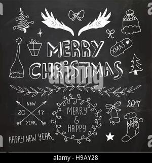 Weihnachten und Neujahr doodles Sammlung Stock Vektor