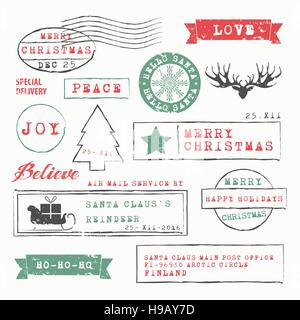 Weihnachtsmarken festgelegt. Vektor-Illustration Stock Vektor