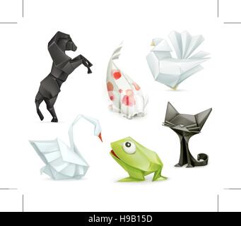 Origami set Vektor icon Stock Vektor