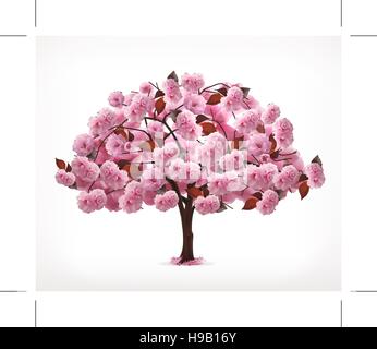 Frühling rosa Baum, Vektor icon Stock Vektor