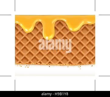 Waffeln und Honig, horizontale Vektor nahtlose Muster Stock Vektor