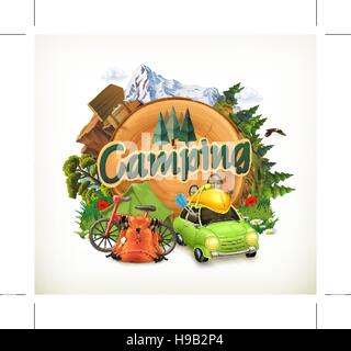 Camping, Abenteuer Zeit, Vektor-illustration Stock Vektor