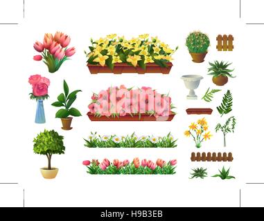 Pflanzen und Blumen, Vektorelemente-set Stock Vektor