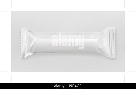 Weißem Polyethylen-Paket, Schokoriegel, Vektor-Mock-up Stock Vektor