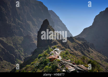 Berg Dorf Masca, Masca-Schlucht, Montana-Teno-Gebirge, Teneriffa, Kanarische Inseln, Spanien Stockfoto