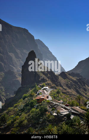 Berg Dorf Masca, Masca-Schlucht, Montana-Teno-Gebirge, Teneriffa, Kanarische Inseln, Spanien Stockfoto