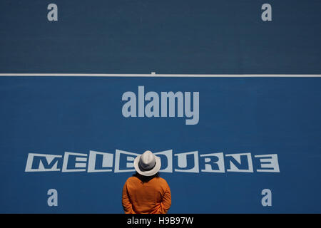 Schriftzug "Melbourne", Australian Open 2009 Grand-Slam-Turnier, Melbourne Park, Melbourne, Australien Stockfoto