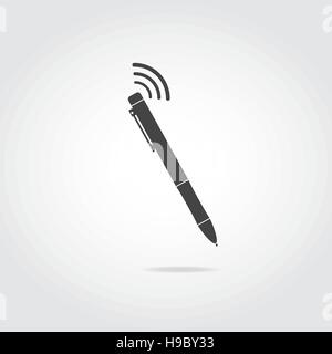 Spy Pen mit wi-Fi. Schwarze mechanische Kugel Stiftsymbol. Stock Vektor