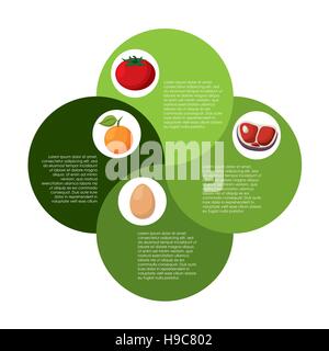 Infografik-Präsentation von gesunden Lebensmitteln für eine Diät mit Gemüse-Symbole. bunte Design. Vektor-illustration Stock Vektor