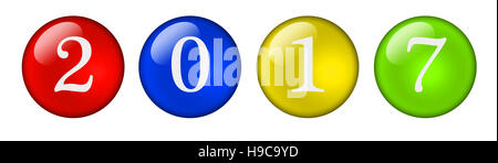 Bunte Icons mit Zahlen 2017 Stockfoto
