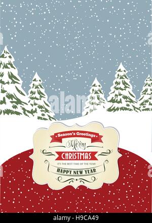 Retro-Weihnachtskarte 7 Zoll/5 Zoll-format. Vektor Stock Vektor