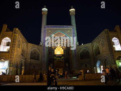 Der Schah-Moschee am Naghsh-i Jahan Quadrat in der Nacht, Provinz Isfahan, Isfahan, Iran Stockfoto