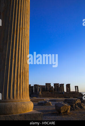 Antiken Säulen im Tor aller Nationen in Persepolis, Fars Provinz, Marvdasht, Iran Stockfoto