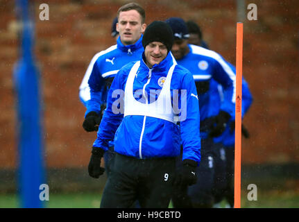 Leicester City Jamie Vardy während einer Trainingseinheit auf Belvoir fahren Trainingsgelände, Leicester. Stockfoto