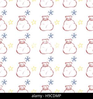 Vektor-Weihnachten und Neujahr Hand gezeichnete nahtlose Muster Stock Vektor