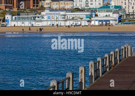 Ozeanarium, das Bournemouth Aquarium am Meer in Bournemouth im November Stockfoto