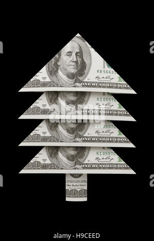 Weihnachten-Symbol und Metapher (Dollar Fichte). Schwarzer Hintergrund. Verfügbar in hoher Auflösung und verschiedenen Größen. Stockfoto